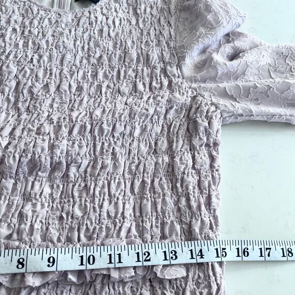 Wrong Side Of Right mauve smocked tiered modest 3/4 sleeve maxi dress XS - Picture 6 of 13